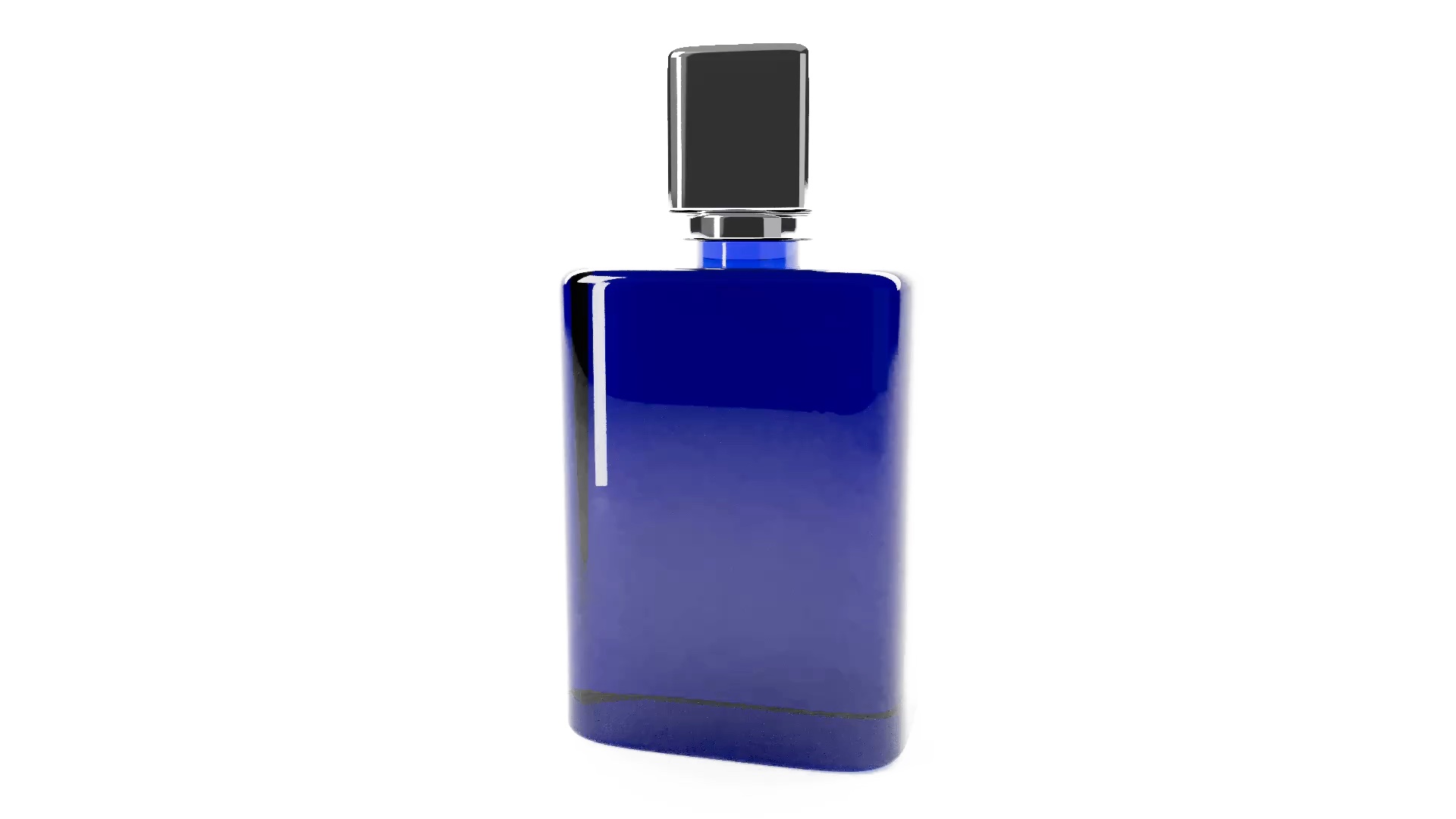A frame of the film: the bottle on white.