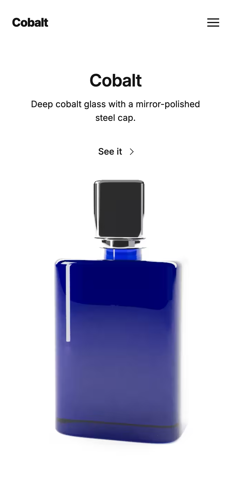 The Cobalt web page on a phone screen.
