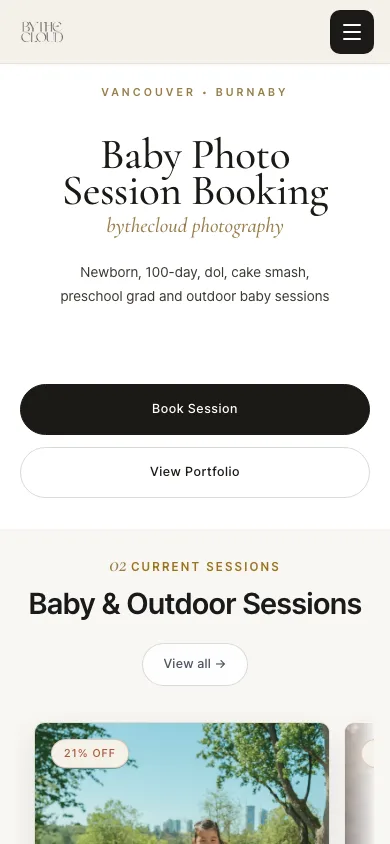 Studio booking flow preview