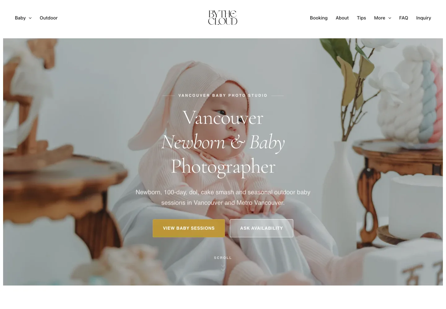 BYTHECLOUD Photography WordPress website screen