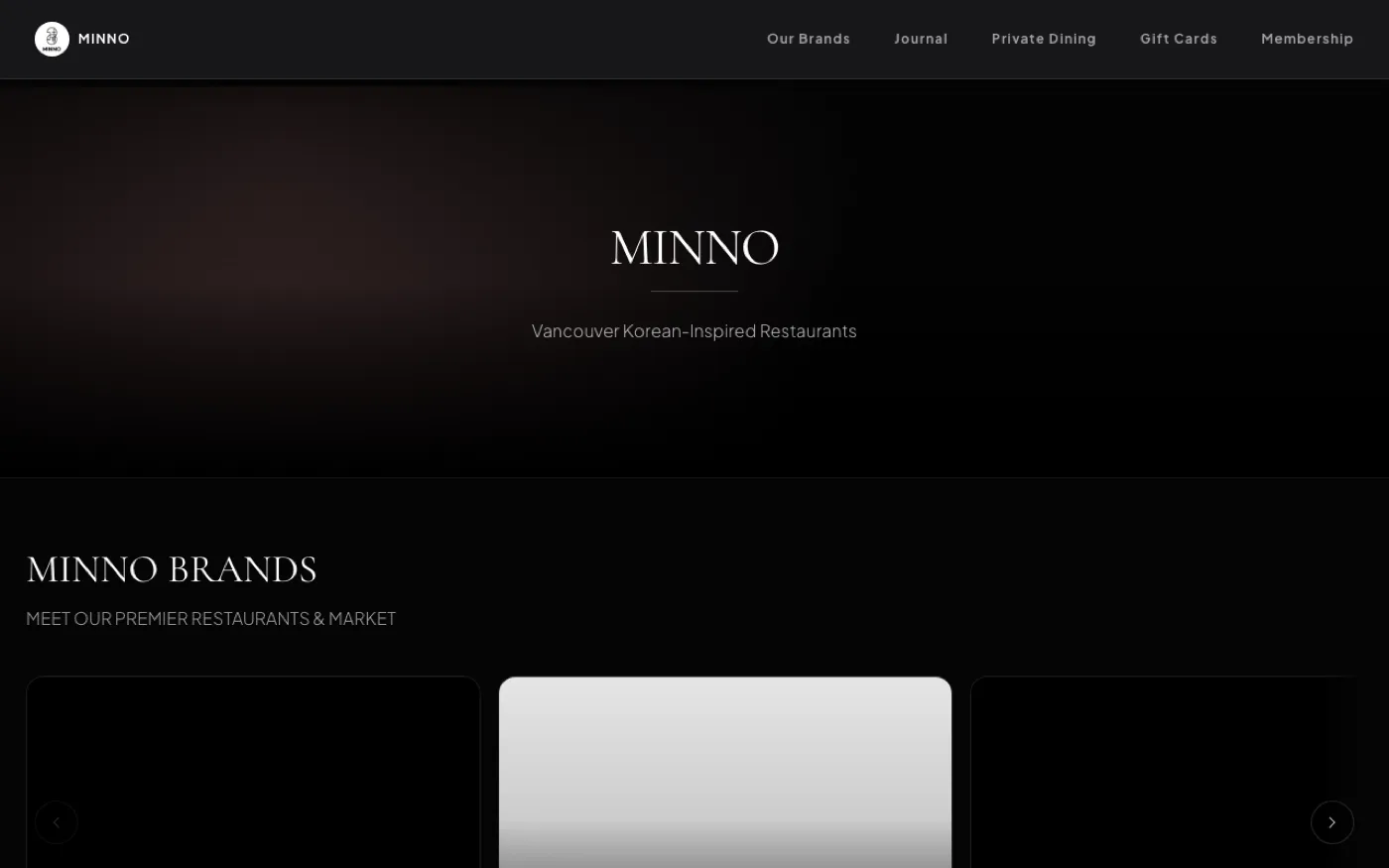 MINNO Group brand site screen