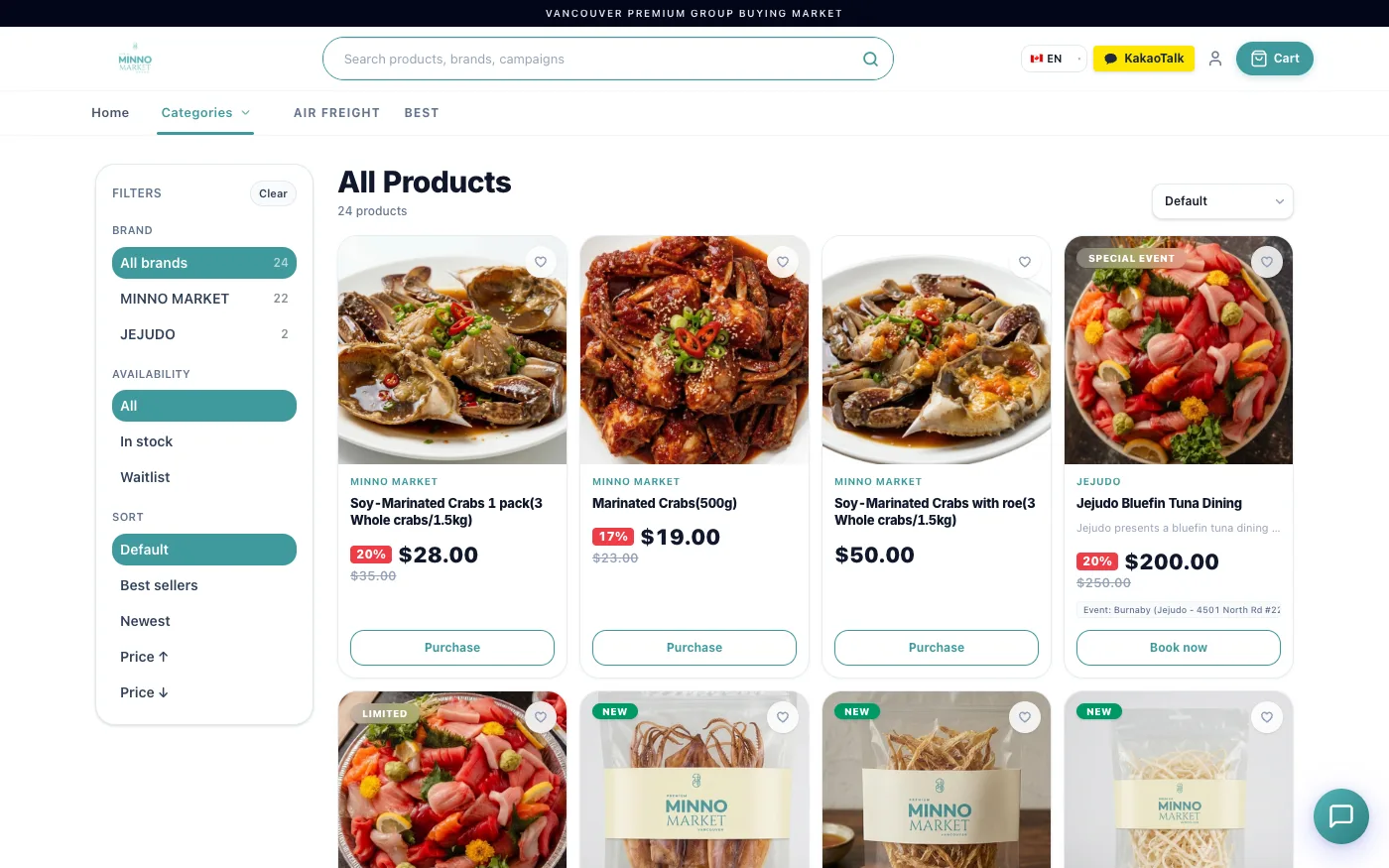MINNO Market online commerce screen