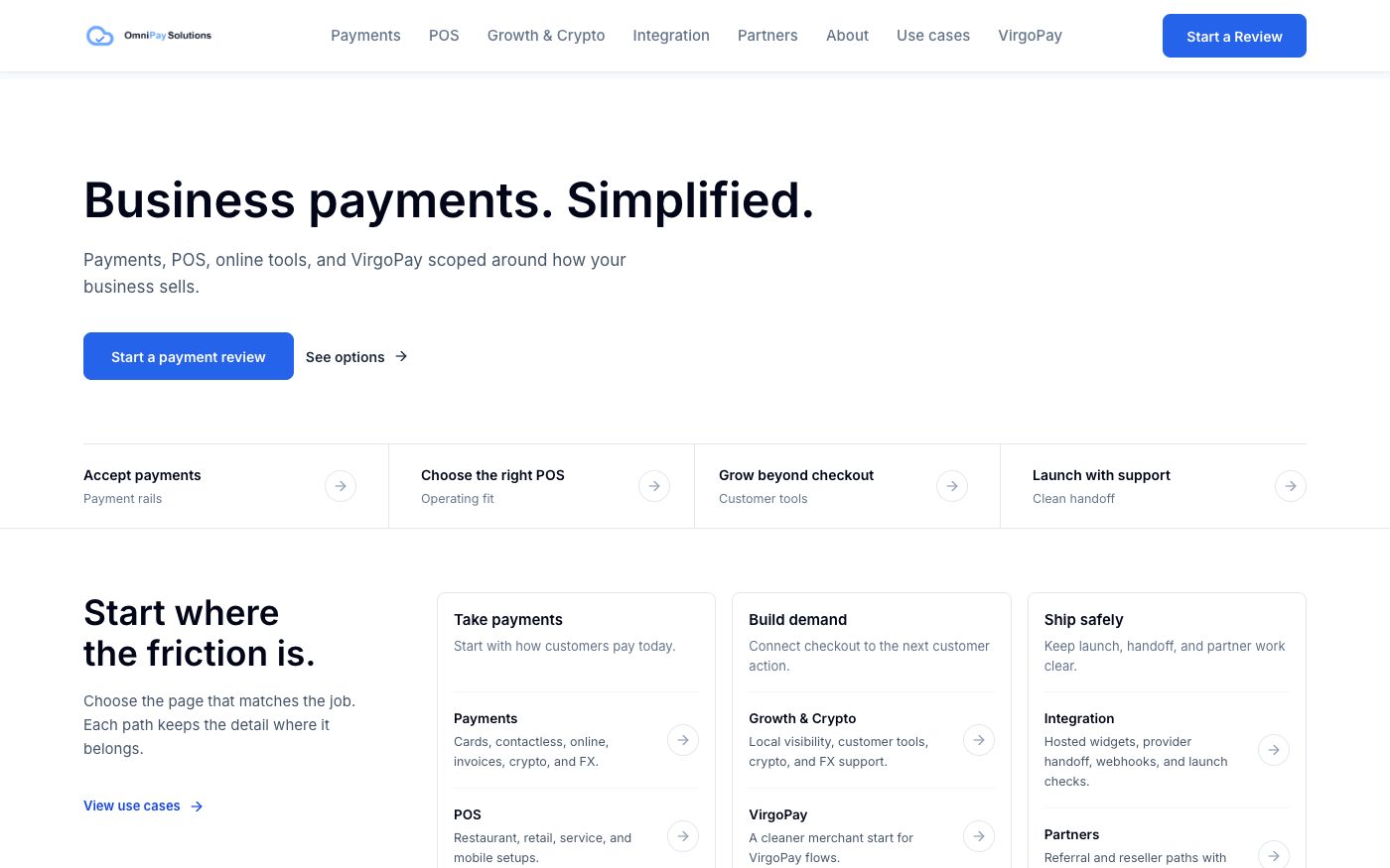 OmniPay Solutions public website screen